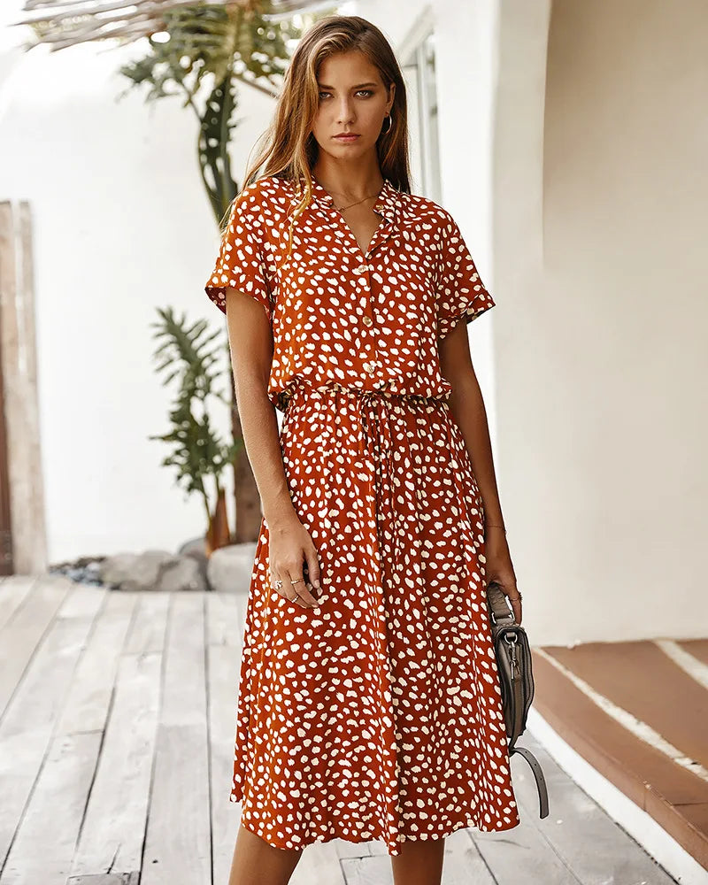 Vestido Manga Curta Estampado Kailane - Loja Luniva