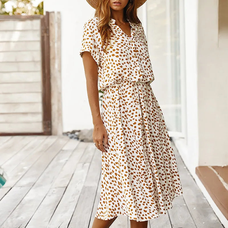 Vestido Manga Curta Estampado Kailane - Loja Luniva