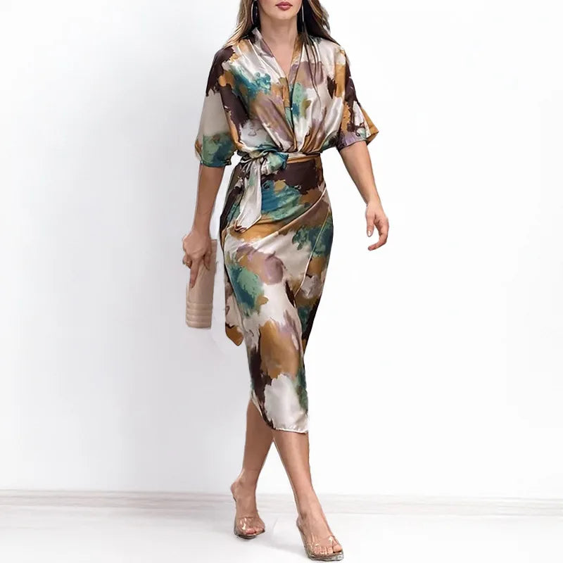 Vestido Estampado com Cinto Evangeline - Loja Luniva