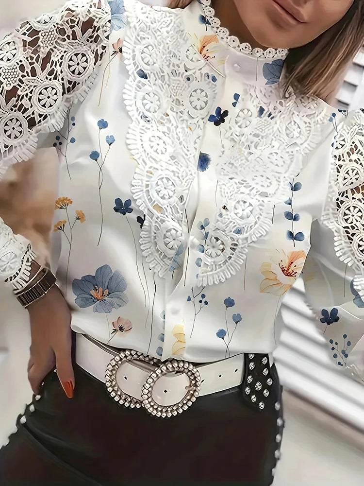 Camisa Feminina com Detalhes em Renda Perpétua - Loja Luniva