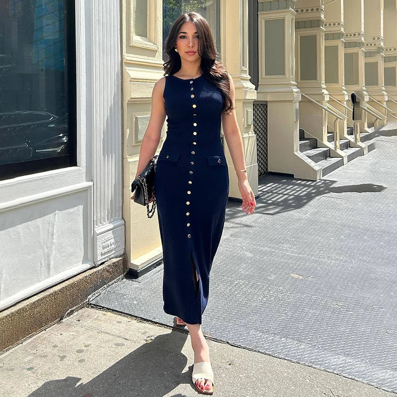Vestido Longo com Botões Francine - Loja Luniva
