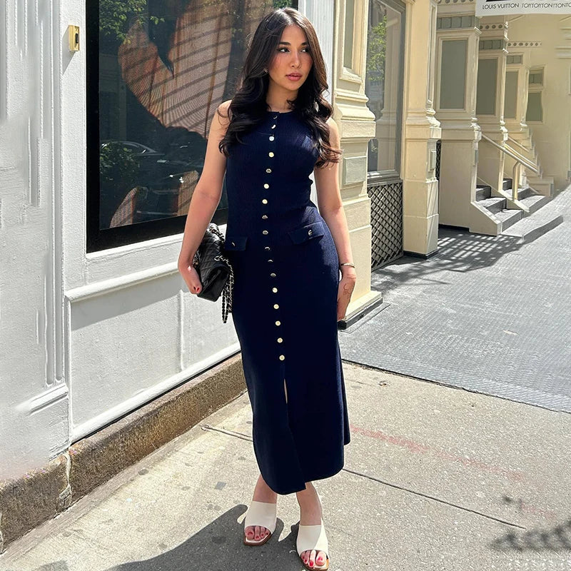 Vestido Longo com Botões Francine - Loja Luniva
