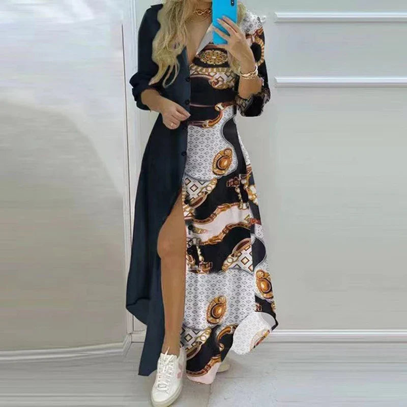 Vestido de Manga Longa Estampado Rosabelle - Loja Luniva
