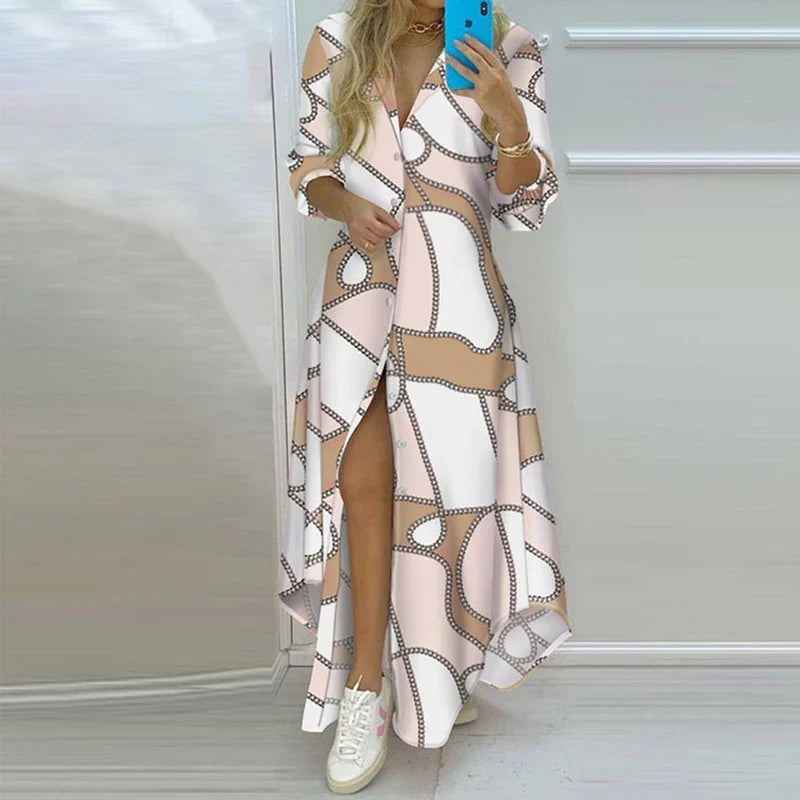 Vestido de Manga Longa Estampado Rosabelle - Loja Luniva