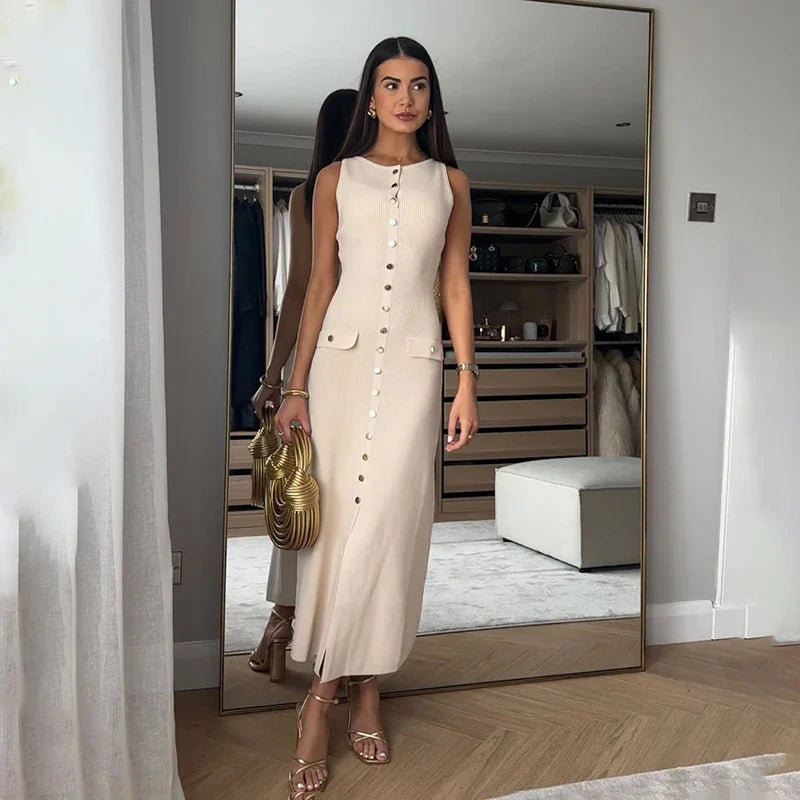Vestido Longo com Botões Francine - Loja Luniva