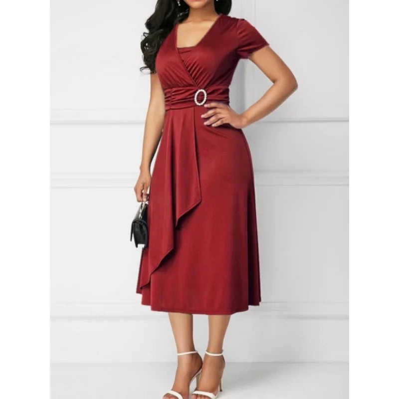 Vestido com Gola V Fiorella - Loja Luniva