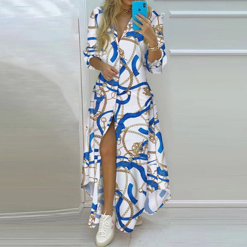 Vestido de Manga Longa Estampado Rosabelle - Loja Luniva