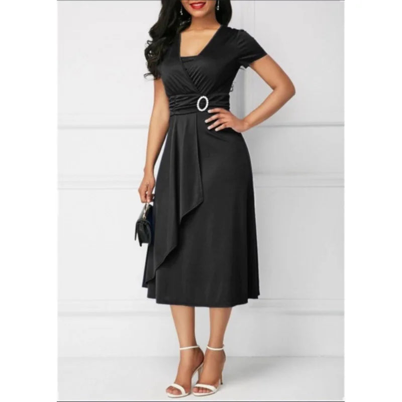 Vestido com Gola V Fiorella - Loja Luniva