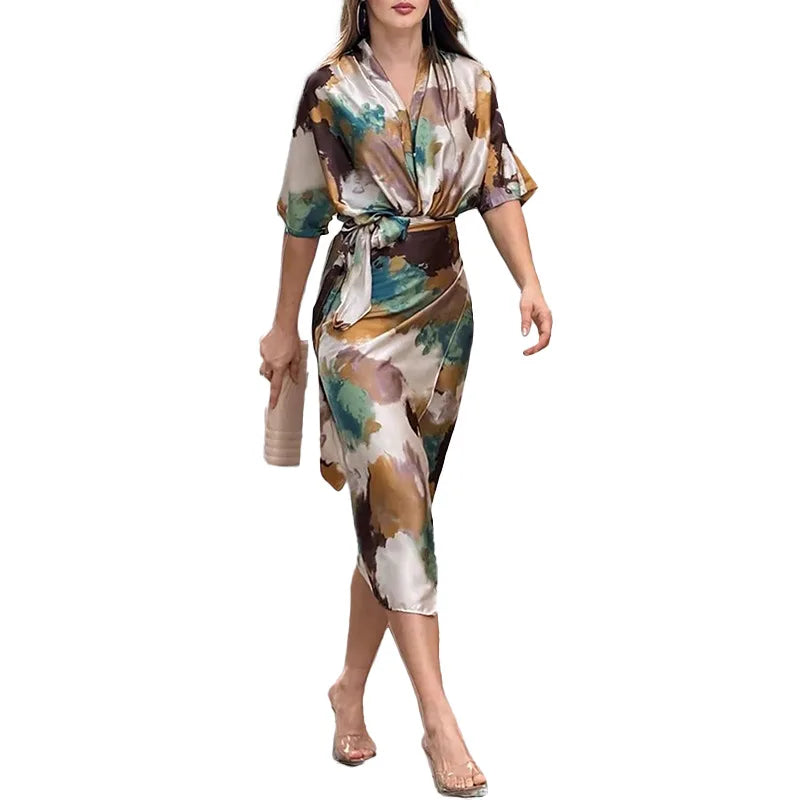 Vestido Estampado com Cinto Evangeline - Loja Luniva