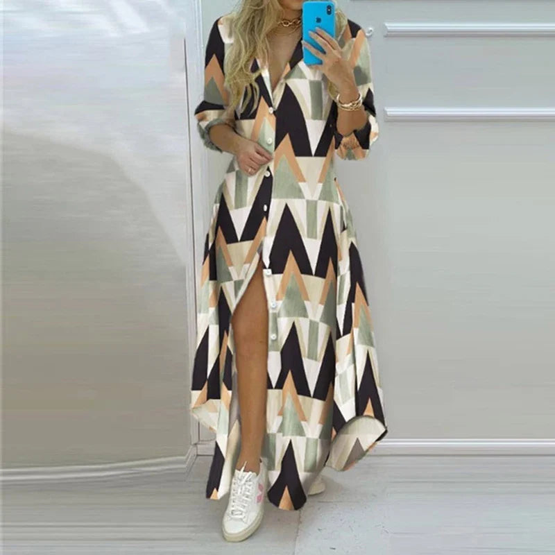 Vestido de Manga Longa Estampado Rosabelle - Loja Luniva