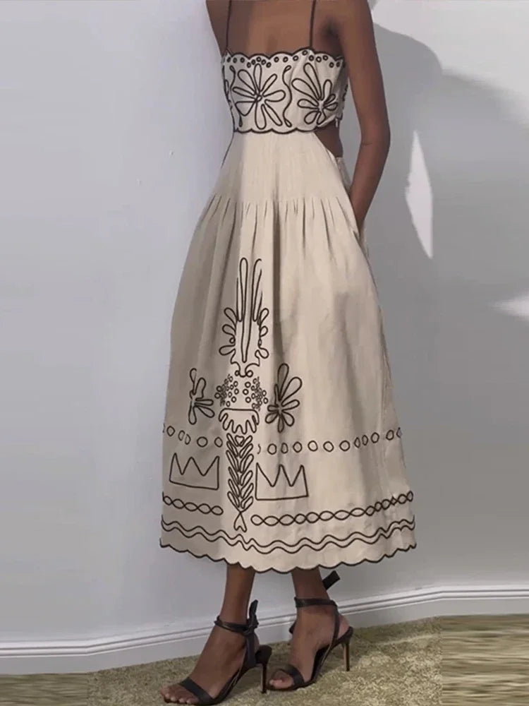 Vestido Longo Estampado Vintage Serafina - Loja Luniva