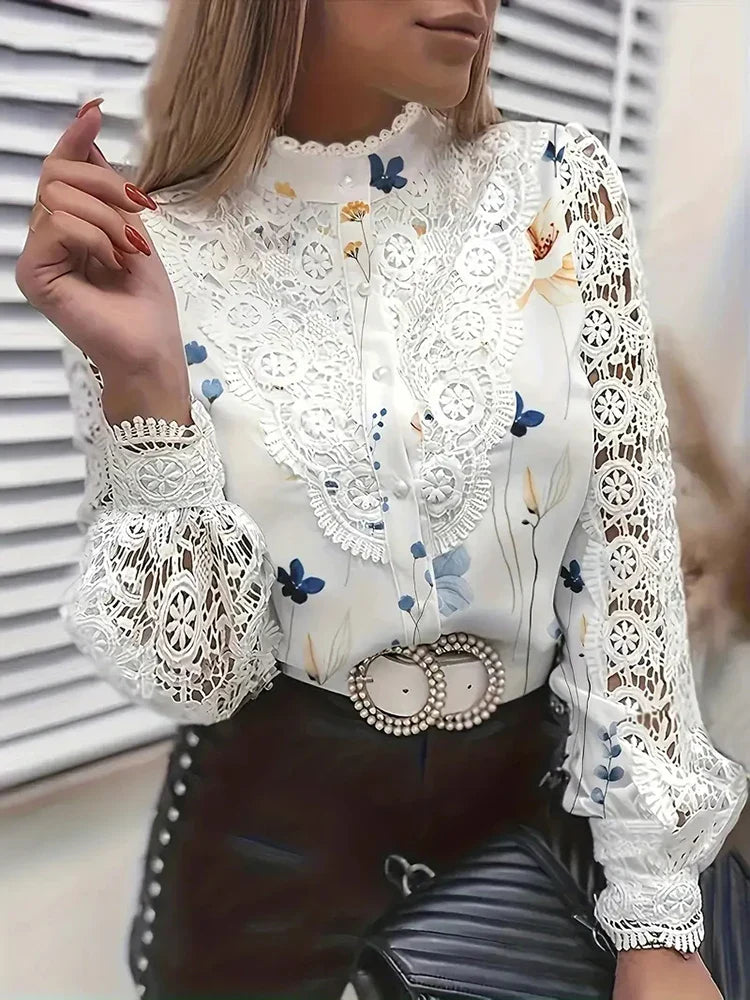 Camisa Feminina com Detalhes em Renda Perpétua - Loja Luniva