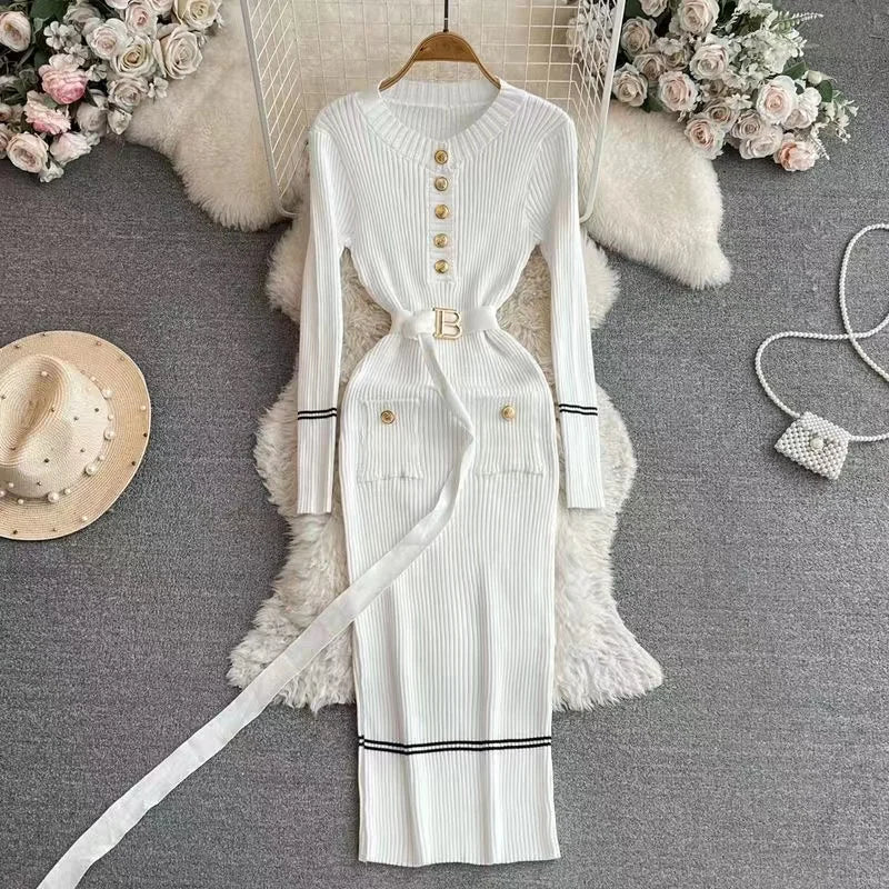 Vestido Longo de Malha com Botões Roselina - Loja Luniva