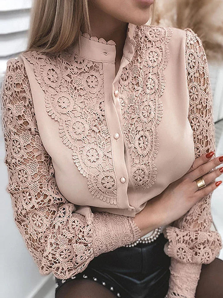 Camisa Feminina com Detalhes em Renda Perpétua - Loja Luniva