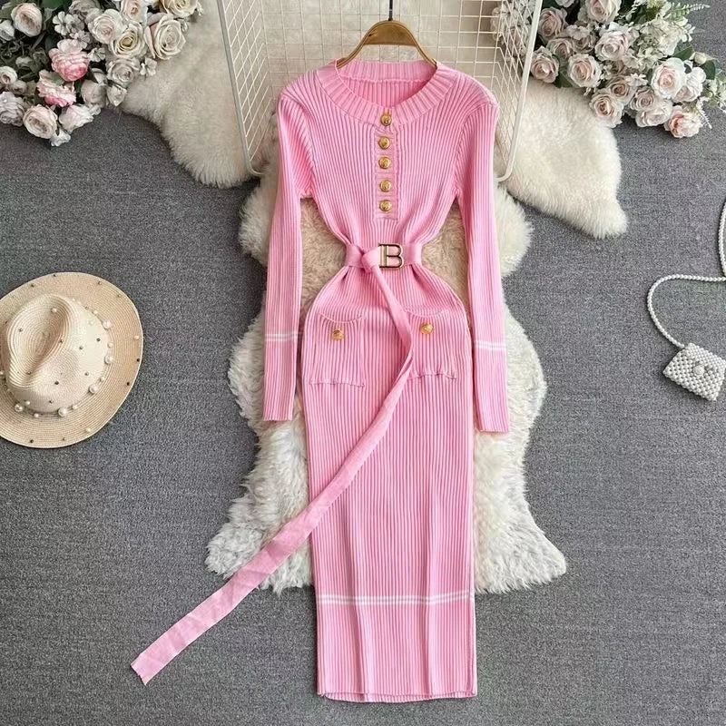 Vestido Longo de Malha com Botões Roselina - Loja Luniva