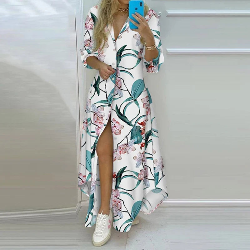 Vestido de Manga Longa Estampado Rosabelle - Loja Luniva