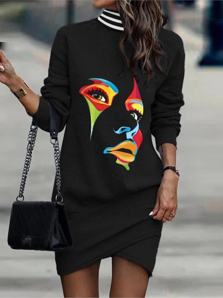 Vestido de Gola Alta Estampada Margot - Loja Luniva