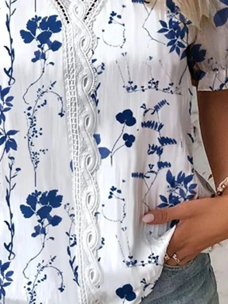 Blusa Feminina Floral Manga Curta - Loja Luniva