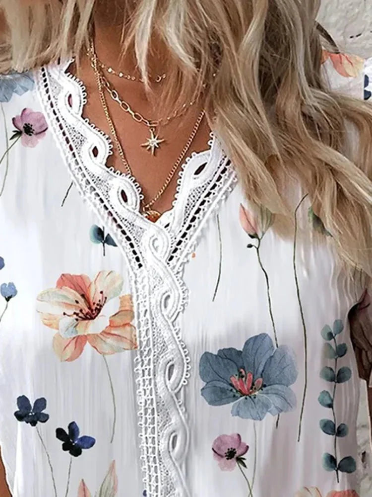 Blusa Feminina Floral Manga Curta - Loja Luniva