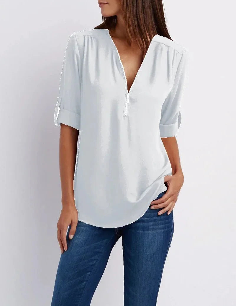Blusa Feminina Gola V - Loja Luniva