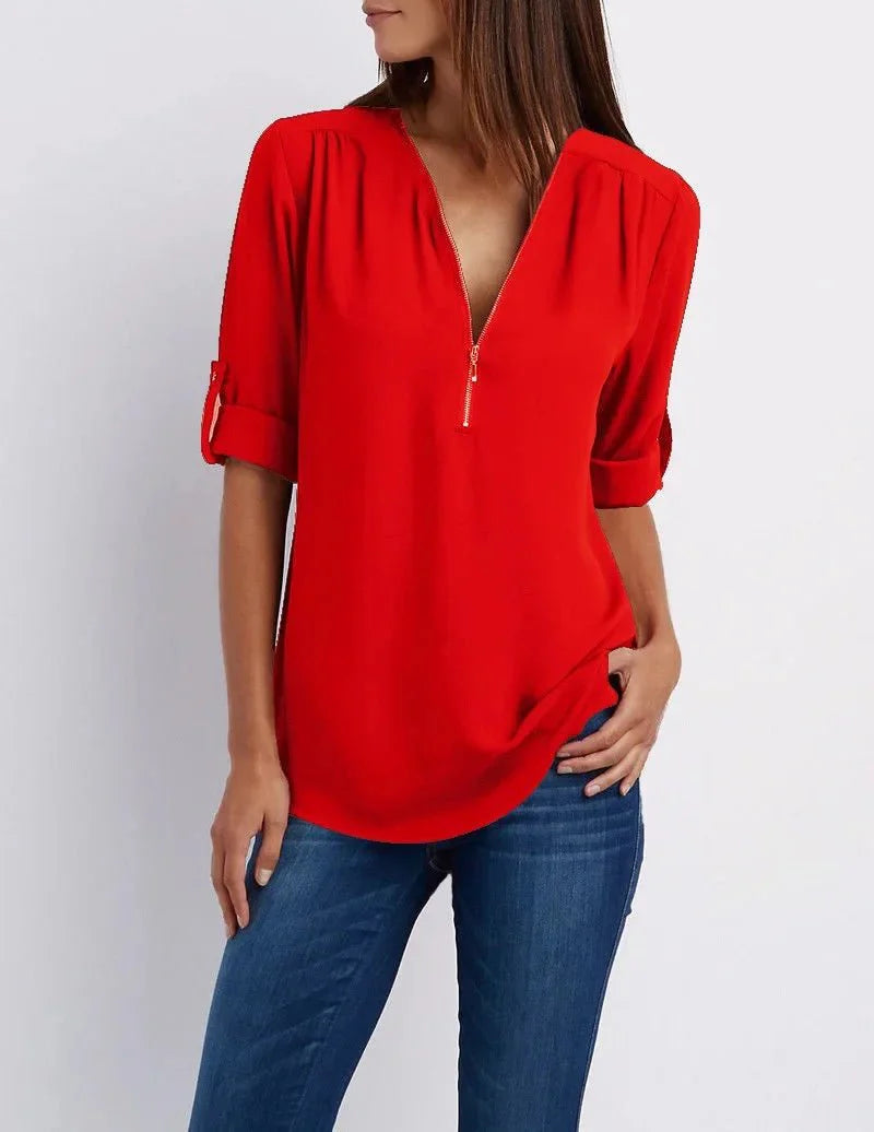 Blusa Feminina Gola V - Loja Luniva