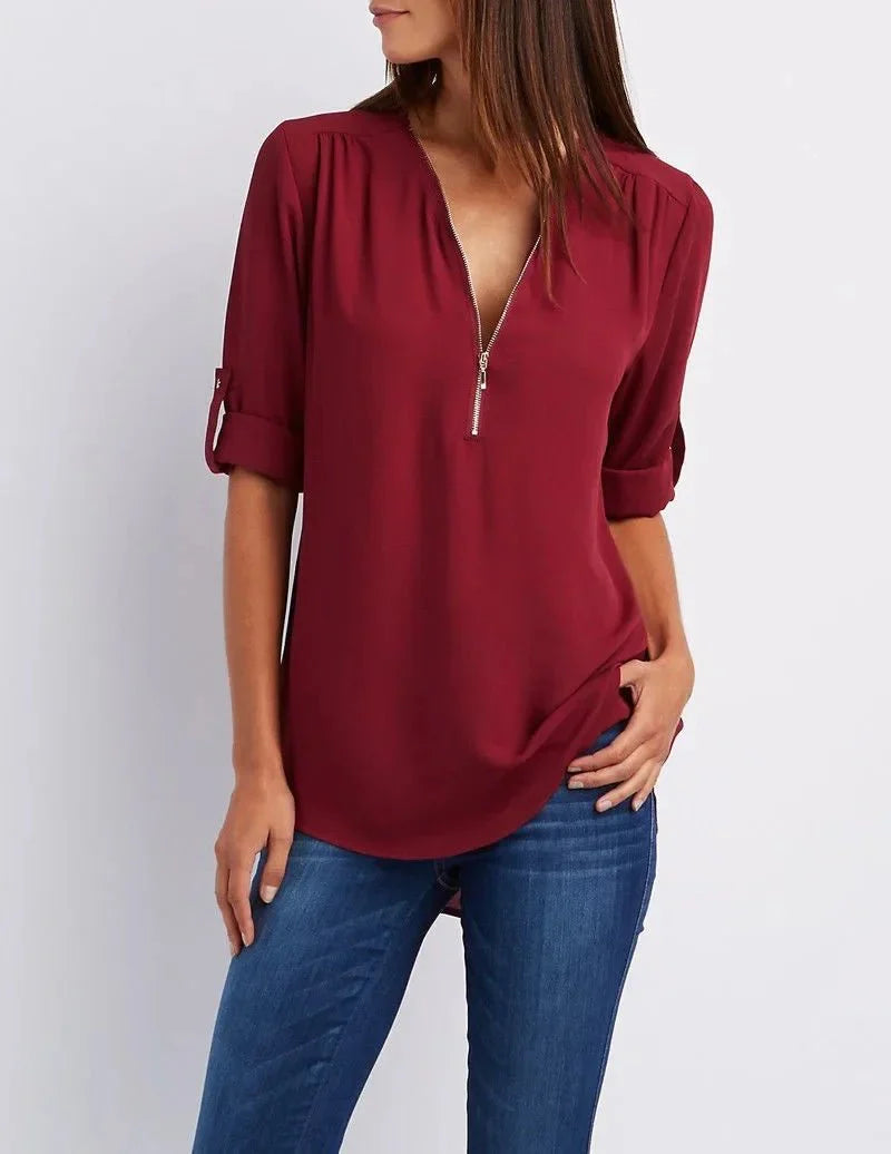 Blusa Feminina Gola V - Loja Luniva