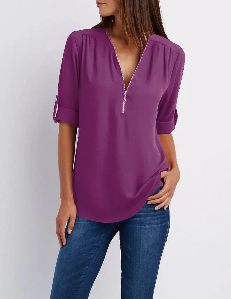Blusa Feminina Gola V - Loja Luniva