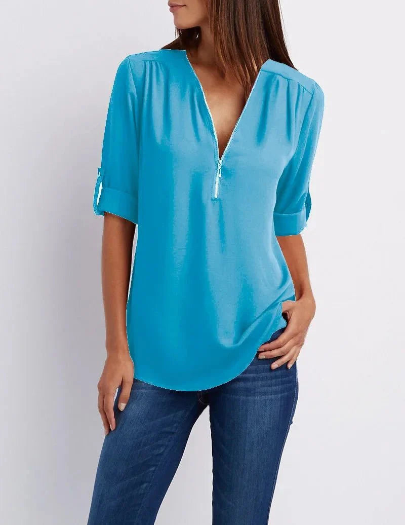 Blusa Feminina Gola V - Loja Luniva