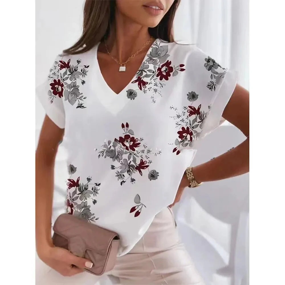 Blusa Feminina Manga Curta Estampada - Loja Luniva