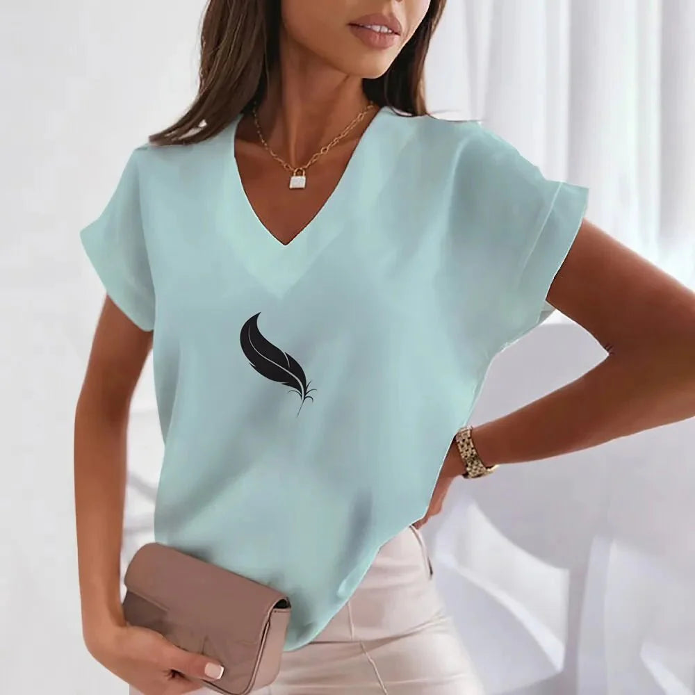 Blusa Feminina Manga Curta Estampada - Loja Luniva