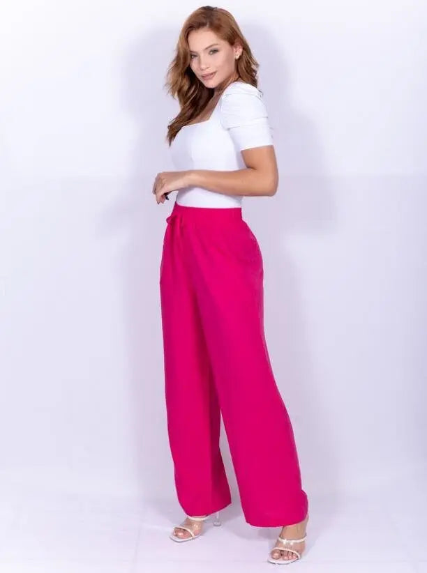 Calça Feminina Pantalona De Viscolinho - Loja Luniva