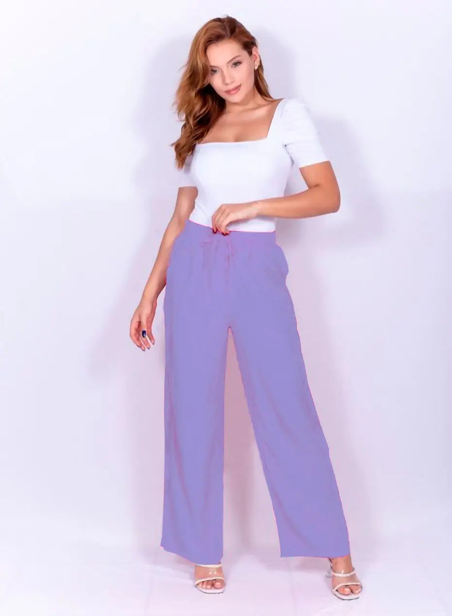 Calça Feminina Pantalona De Viscolinho - Loja Luniva