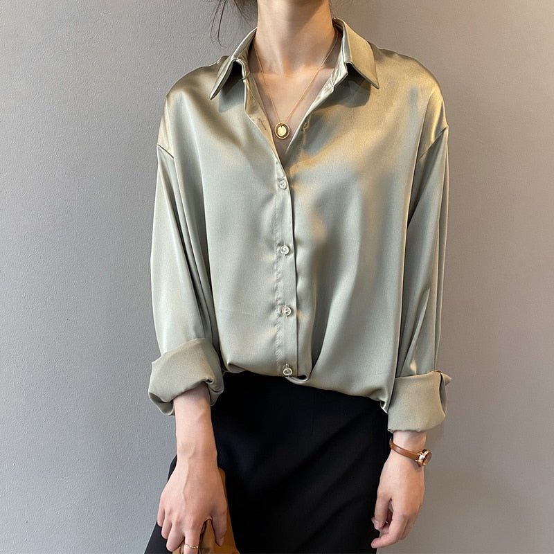Camisa Feminina Social de Cetim - Loja Luniva