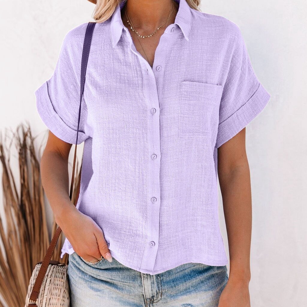 Camisa De Linho Feminina Manga Curta - Loja Luniva