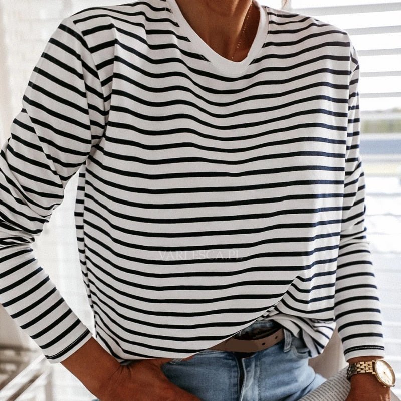 Camisa De Manga Listrada Feminina - Loja Luniva