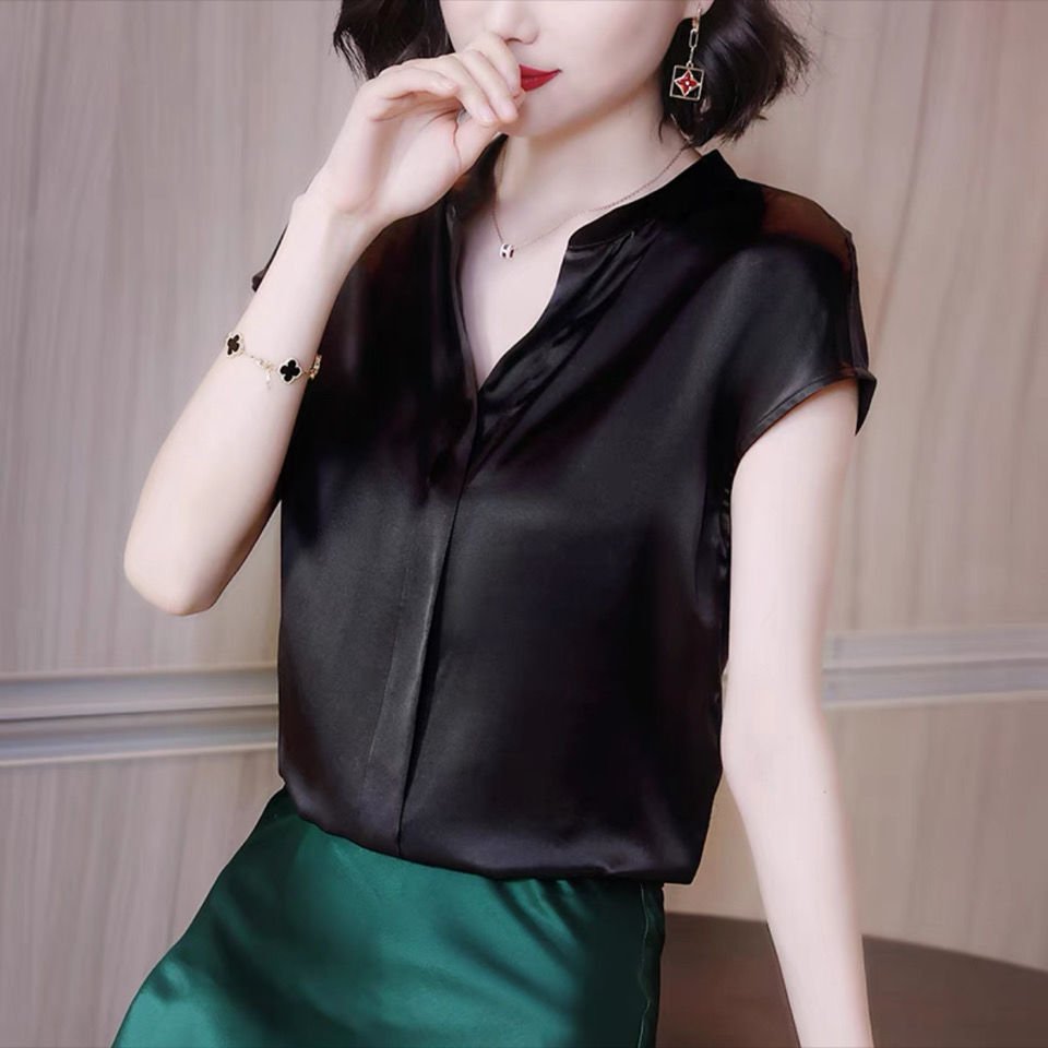 Blusa Feminina Social Gola V Em Cetim - Loja Luniva