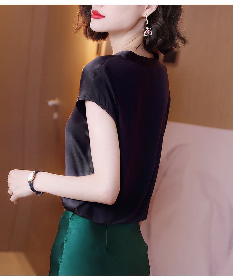 Blusa Feminina Social Gola V Em Cetim - Loja Luniva