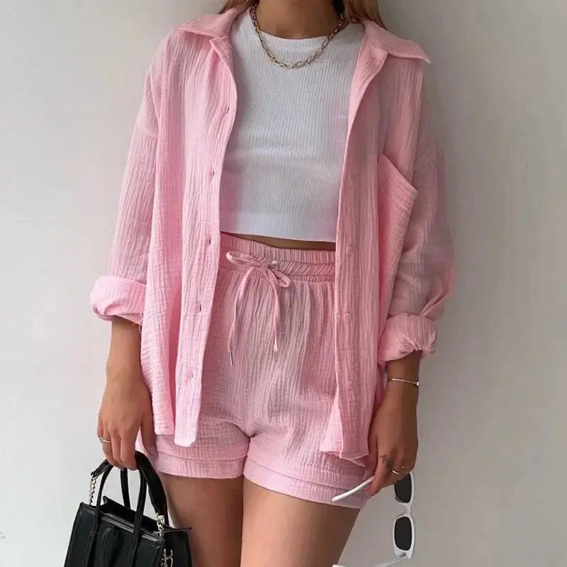Conjunto Feminino Camisa Longa e Shorts - Loja Luniva