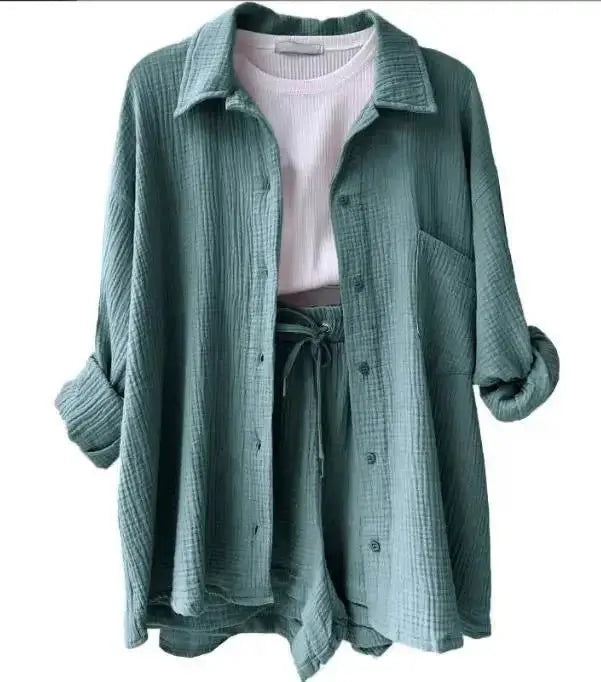 Conjunto Feminino Camisa Longa e Shorts - Loja Luniva