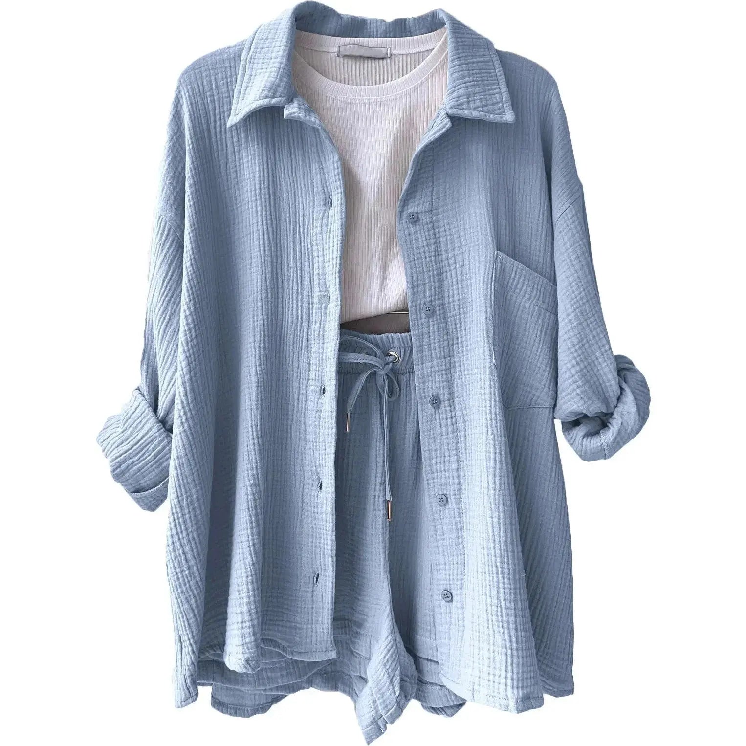 Conjunto Feminino Camisa Longa e Shorts - Loja Luniva