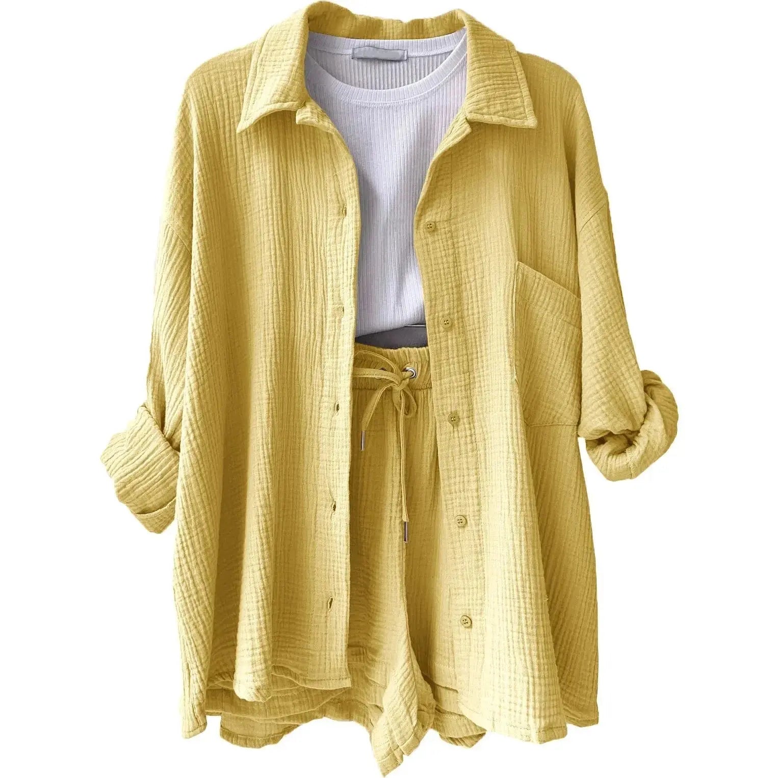 Conjunto Feminino Camisa Longa e Shorts - Loja Luniva