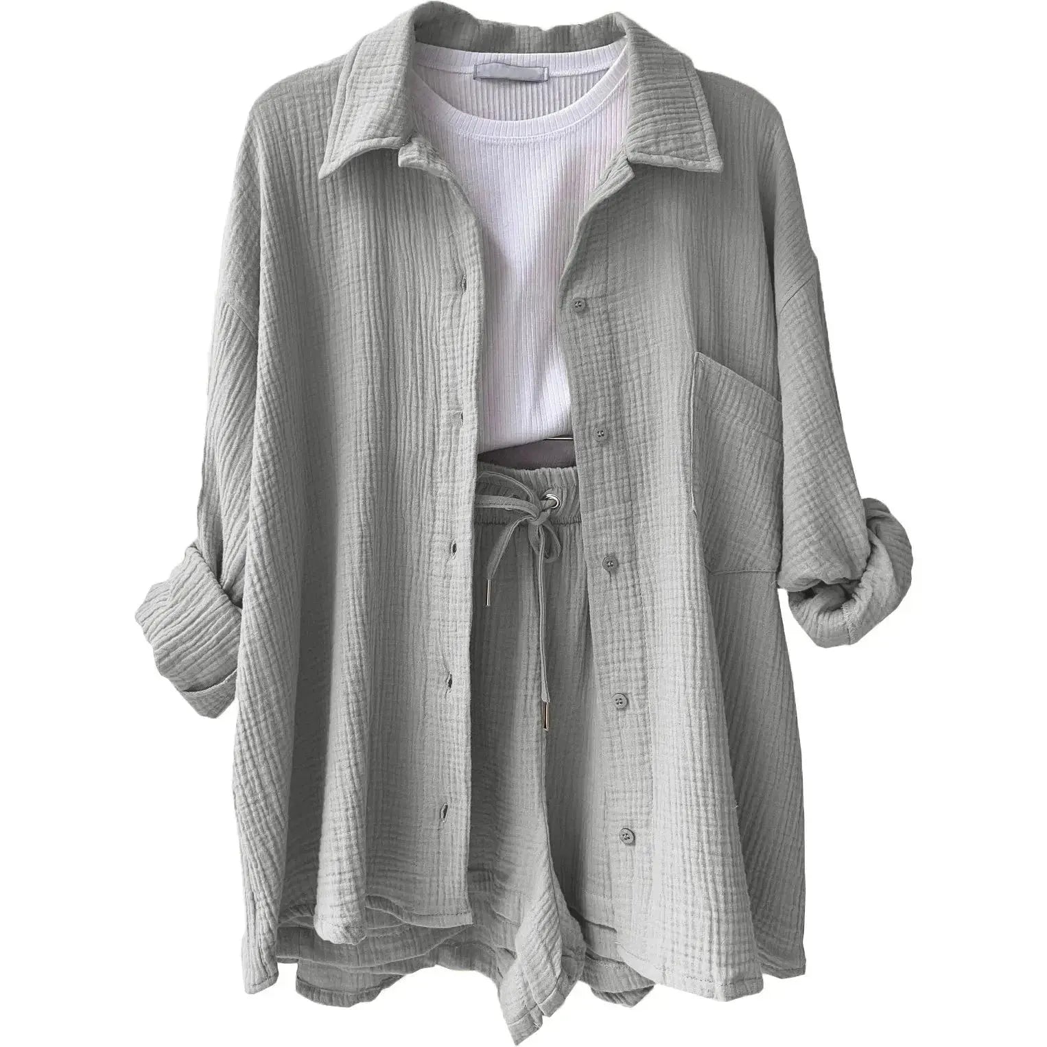 Conjunto Feminino Camisa Longa e Shorts - Loja Luniva