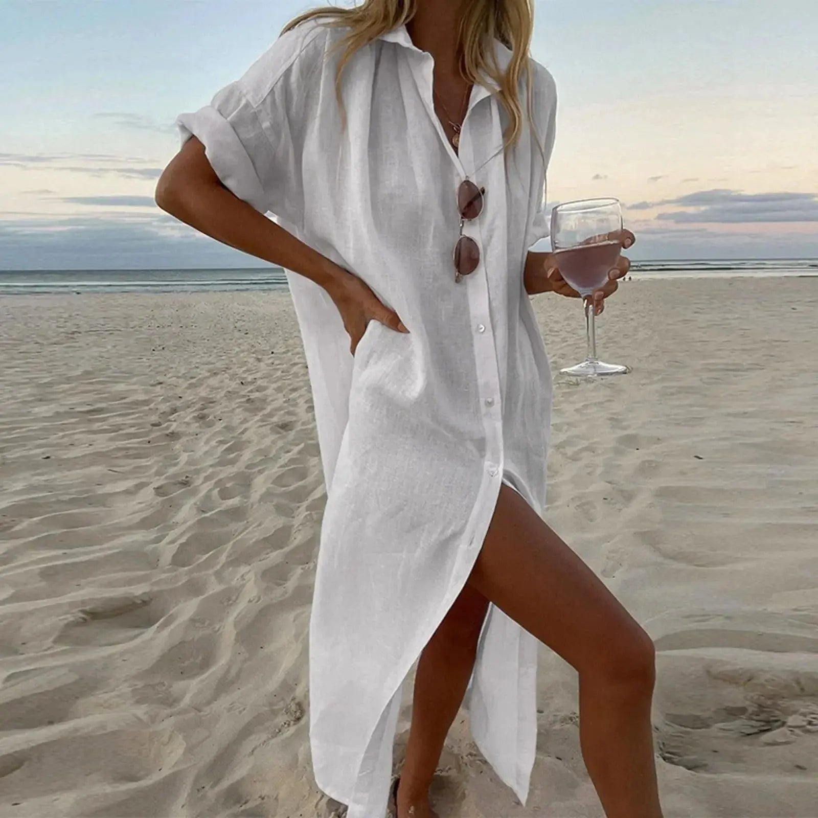 Vestido Chemise De Linho - Loja Luniva