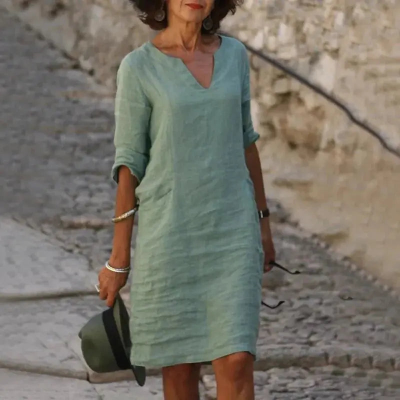 Vestido De Linho Curto - Loja Luniva