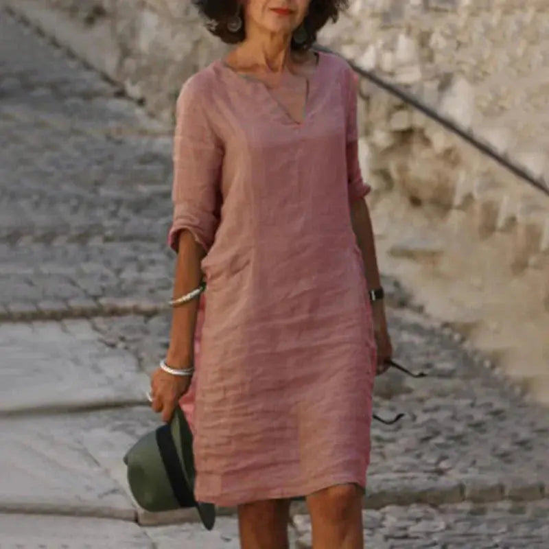 Vestido De Linho Curto - Loja Luniva