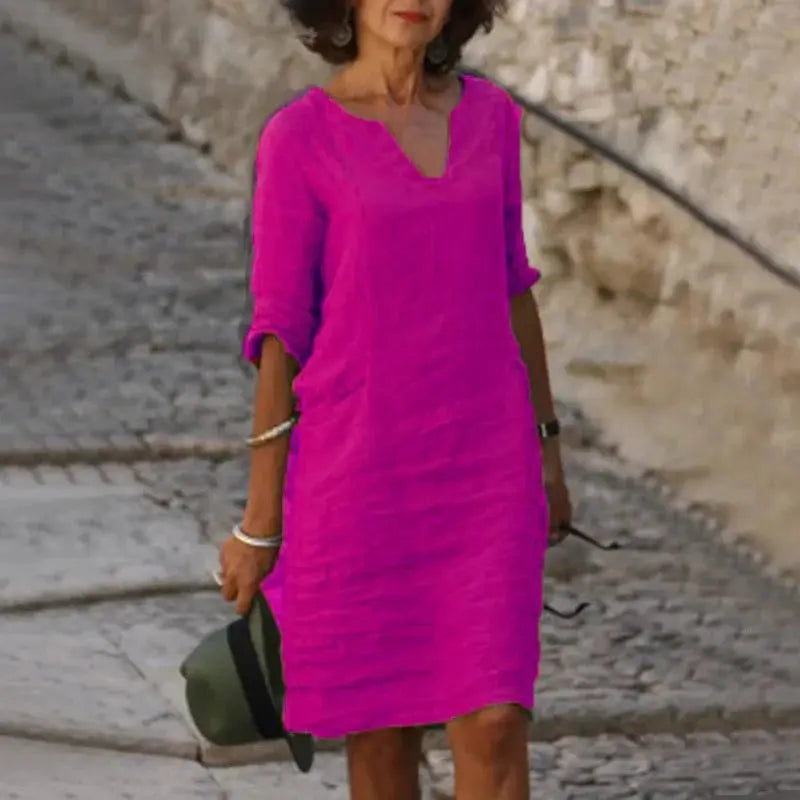 Vestido De Linho Curto - Loja Luniva