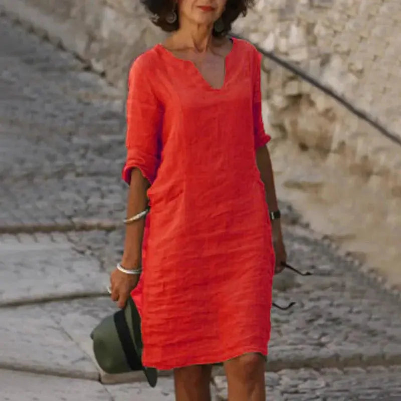 Vestido De Linho Curto - Loja Luniva