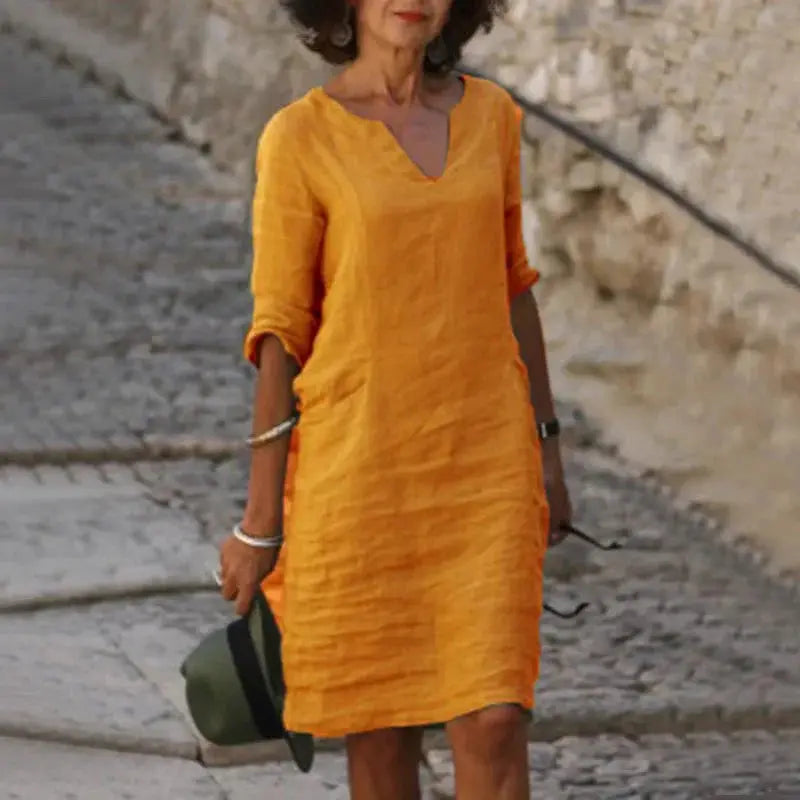 Vestido De Linho Curto - Loja Luniva