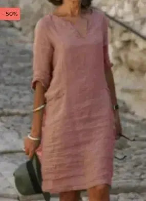 Vestido De Linho Curto - Loja Luniva