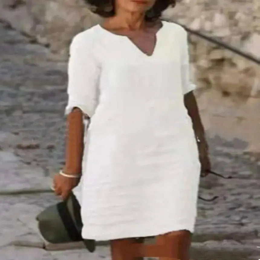 Vestido De Linho Curto - Loja Luniva